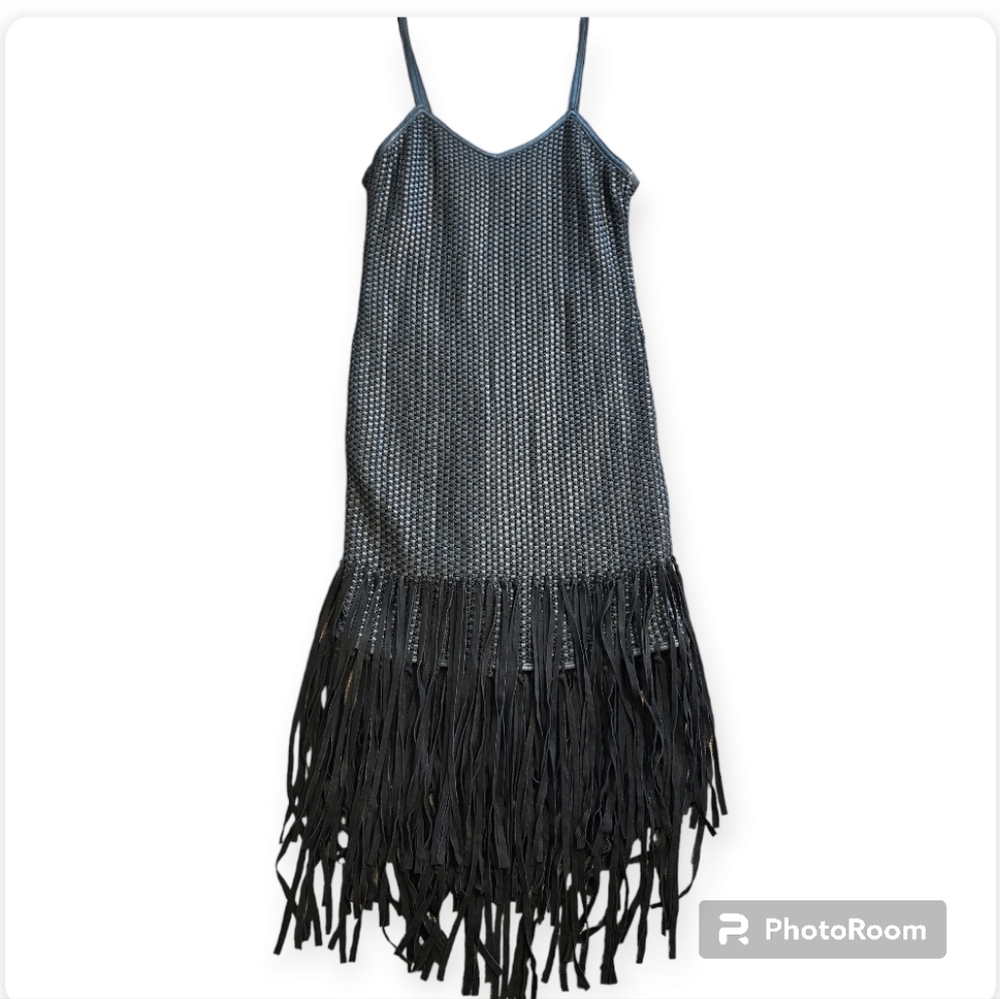 Haute Hippie Black Fringe Knit Midi Slip Dress - Picture 9 of 15
